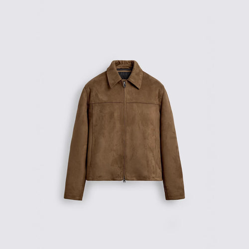 Herren Wildlederjacke mit Reißverschluss und Hemdkragen Drune