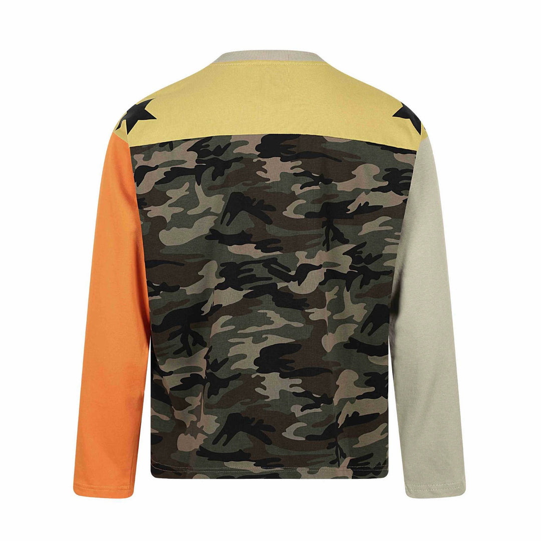 Unisex Langarmshirt im Vintage-Sportstil mit Nummernprint und Stern-Applikationen Drune