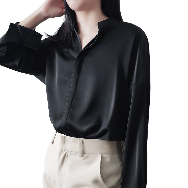 Damen Elegante Bluse aus hochwertigem Satin Drune
