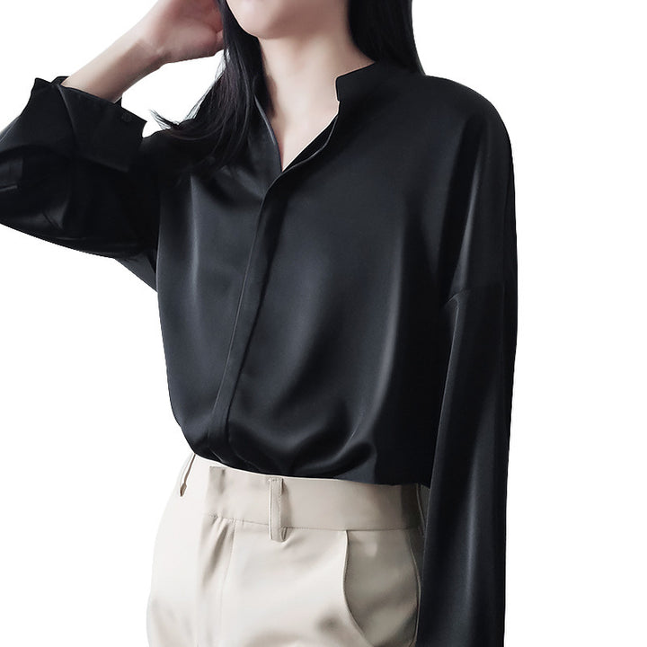 Damen Elegante Bluse aus hochwertigem Satin Drune