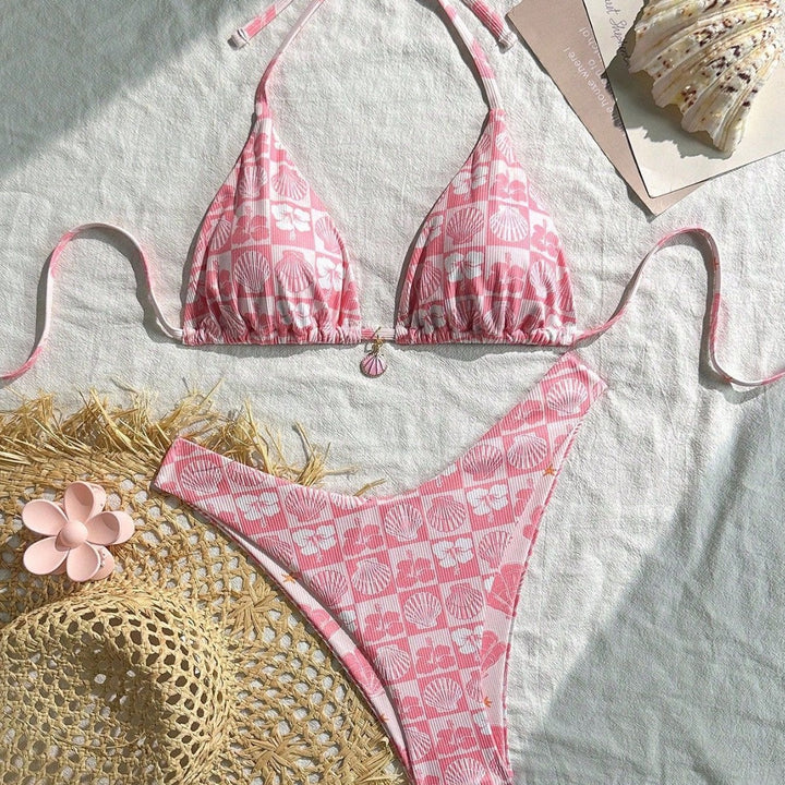 Damen Triangel-Bikini mit maritimen Muschelmuster Drune
