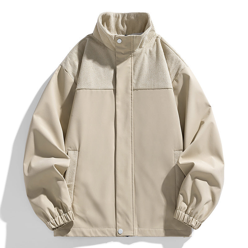 Damen Oversize-Übergangsjacke mit Cordbesatz und Stehkragen Drune