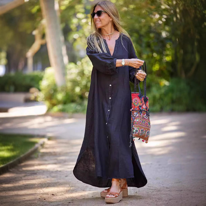 Damen Leichtes Sommerkleid aus hochwertiger Baumwolle Drune