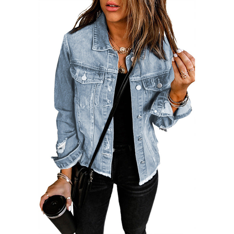 Damen Denim-Jacke mit lässigem Schnitt und funktionalen Taschen Drune