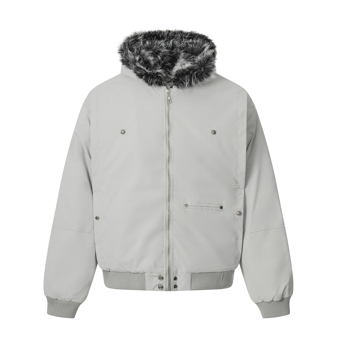 Herren Kurzboxy Bomberjacke im Aviator‑Look mit abnehmbarem Kunstfellkragen Drune