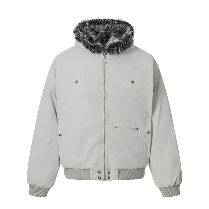Herren Kurzboxy Bomberjacke im Aviator‑Look mit abnehmbarem Kunstfellkragen Drune
