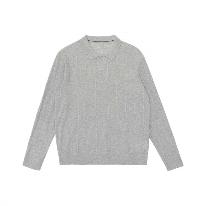 Herren Feinstrick-Poloshirt mit durchgehender Rippenstruktur und Hemdkragen Drune