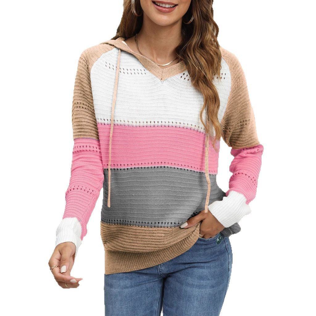 Damen Layered Kapuzenpullover mit atmungsaktiver Struktur und modischem Farbblockdesign Drune
