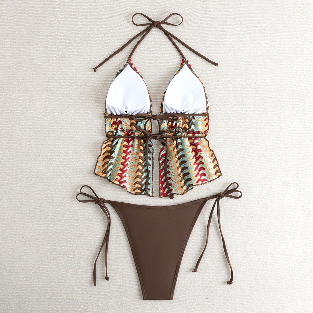 Damen Bandeau-Bikini mit luxuriösem Volant-Design Drune