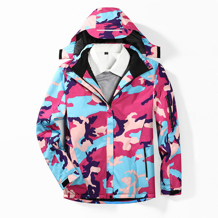 Herren Camouflage Regenjacke mit Kapuze und verstärkten Reißverschlusstaschen Drune