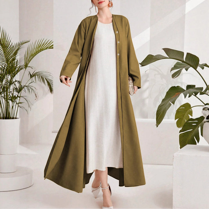 Damen eleganter Kaftan mit durchgehender Knopfleiste Drune