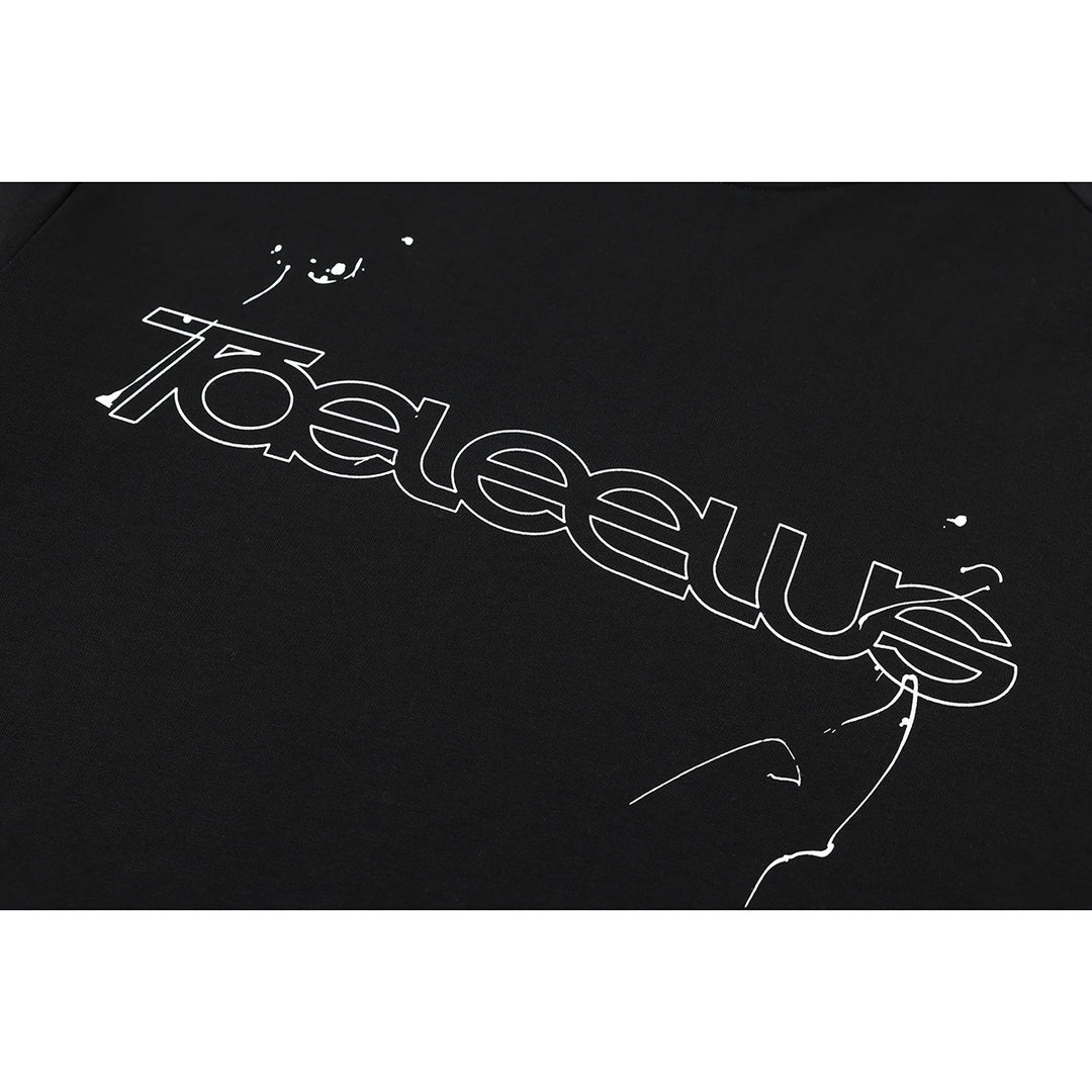 Unisex Lagen-Langarmshirt mit Halbarm-Overlay, gestreiften Einsatzärmeln und Ton-in-Ton-Logo Drune