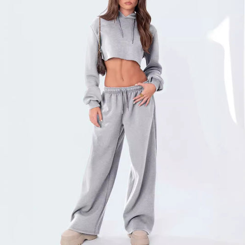 Damen nan relaxed-fit Wide‑Leg Sweatpants mit hohem Komfortbund Kordelzug und nahtverdeckten Eingrifftaschen Drune