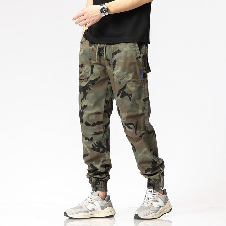 Herren Cargohose im Jogger-Stil mit Camouflage, elastischen Bündchen und Multifachtaschen Drune