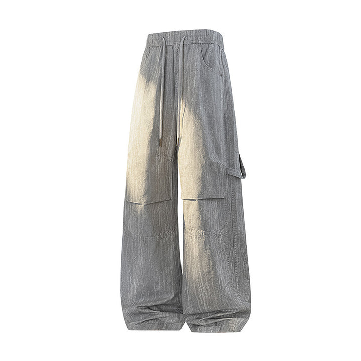 Damen Weite Leinenoptik Cargo-Bundhose mit Tunnelzug, Knieabnähern und asymmetrischer Seitentasche Drune