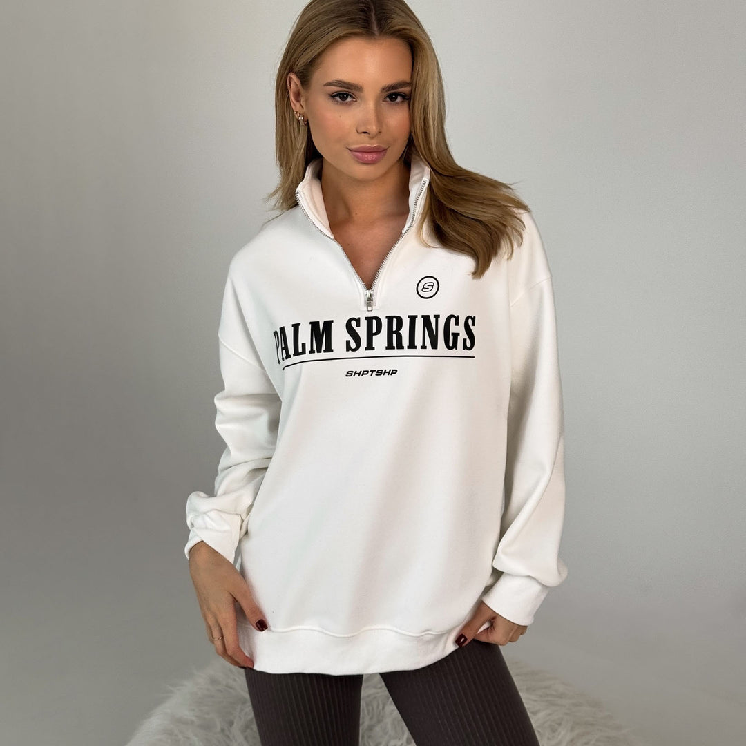 Damen lässiges Sweatshirt mit halb hohem Kragen und grafischem Druck Drune