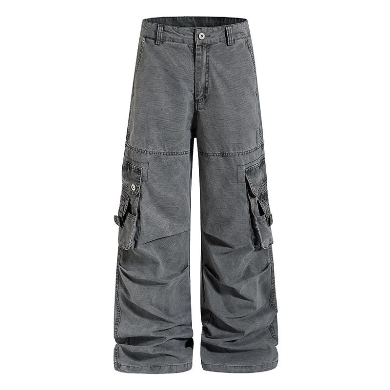 Damen weite Baumwoll-Cargohose im Vintage-Look mit ballonförmiger Silhouette und großen Klappentaschen Drune