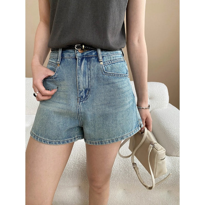 Damen lässige Denim-Shorts mit hohem Bund und klassischem Schnitt Drune
