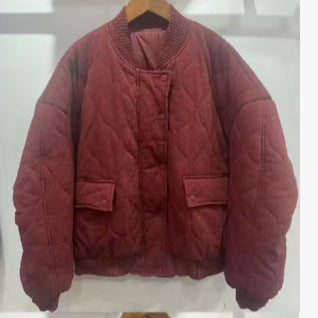 Damen 80+ gesteppte Oversize‑Blousonjacke mit Rundkragen und Druckknopf Drune