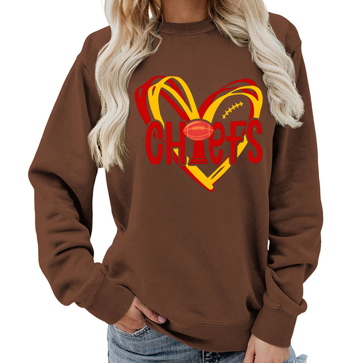 Damen Sweatshirt mit Herzmotiv und kreativen Sportgrafiken Drune