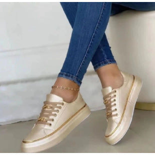 Damen trendige Sneakers mit luxuriösen goldenen Details Drune