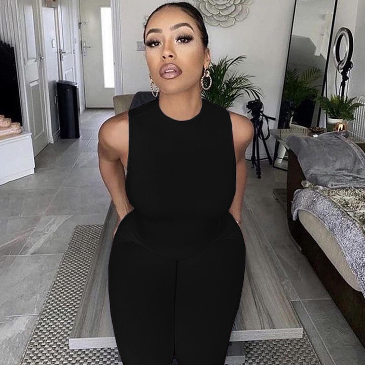 Damen All-in-One Jumpsuit mit tiefem Ausschnitt und figurbetontem Schnitt Drune
