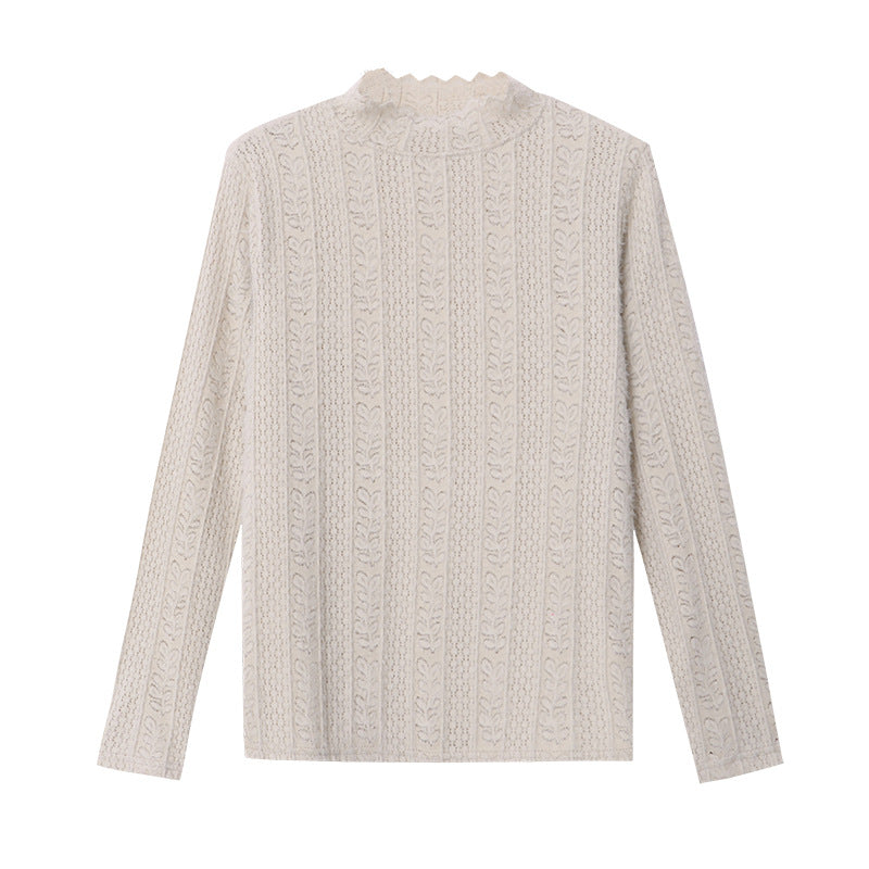 Damen elegantem Strickoberteil mit Rüschensaum Drune