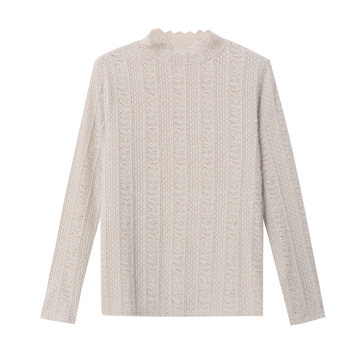 Damen elegantem Strickoberteil mit Rüschensaum Drune