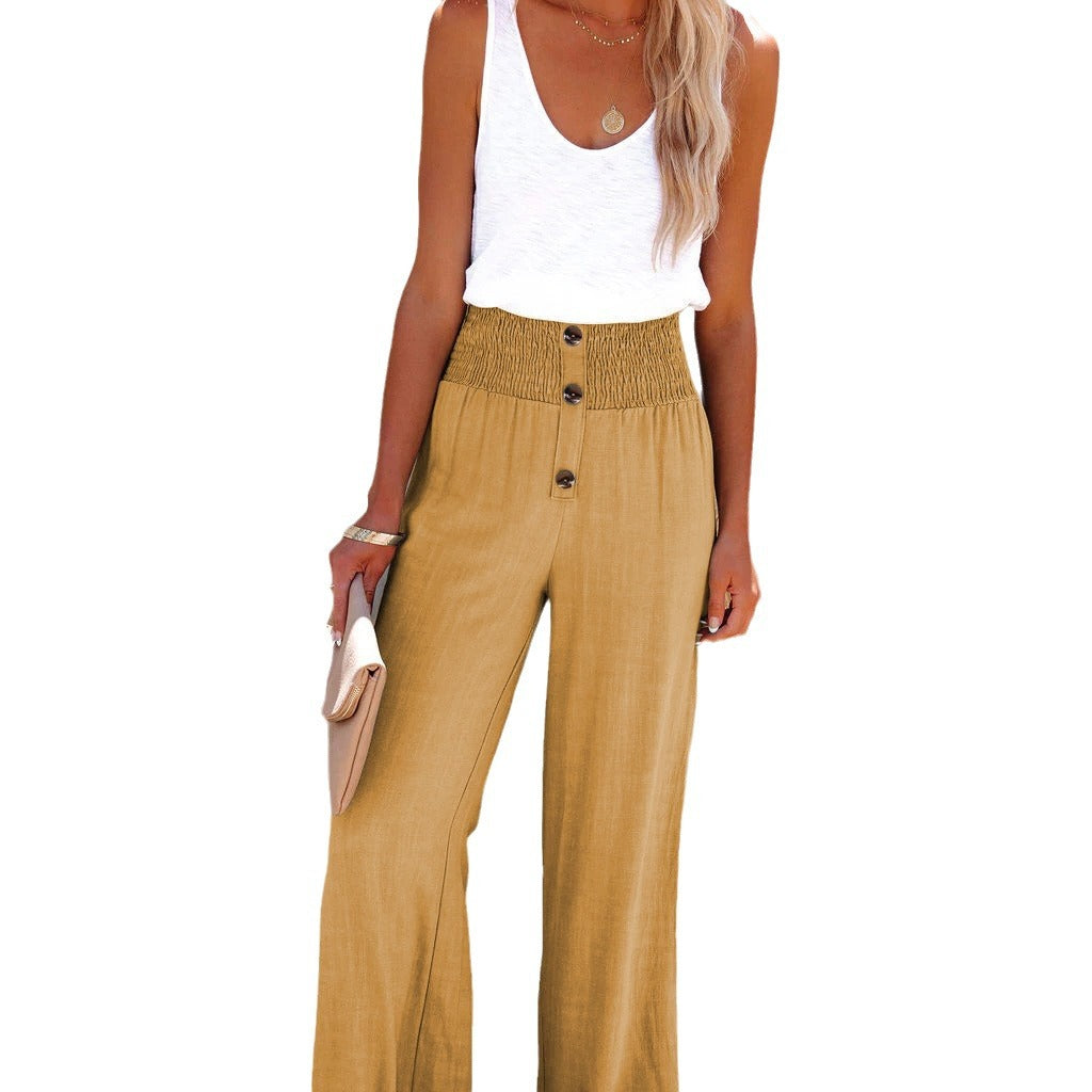 Damen Weite Schnitt Palazzohose mit elastischem Bund Drune