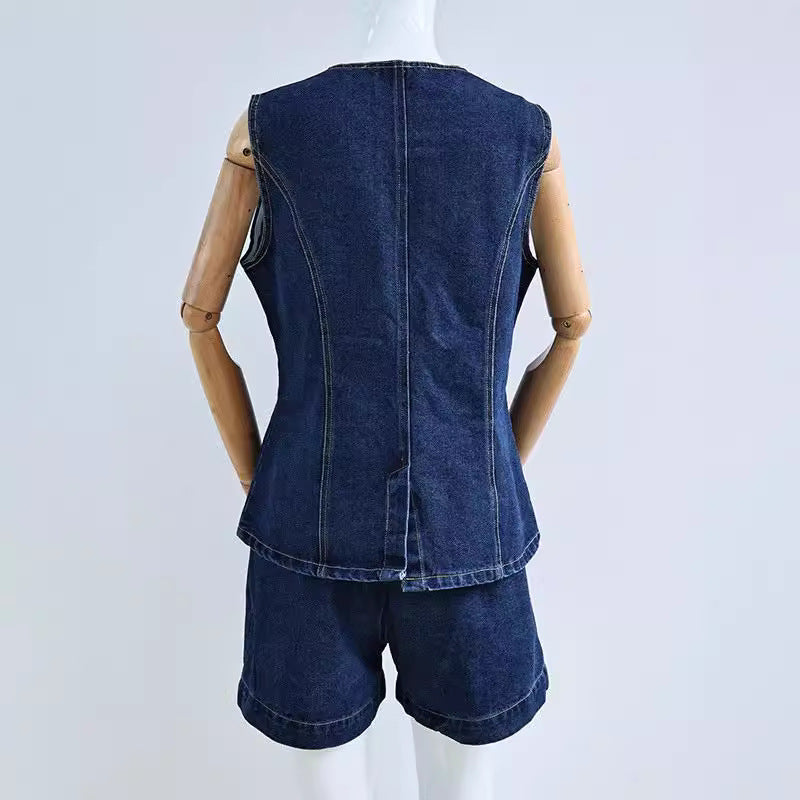 Damen Denim Overall mit schickem Schnitt und Knopfdetails Drune