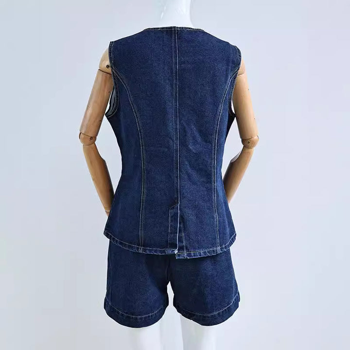 Damen Denim Overall mit schickem Schnitt und Knopfdetails Drune