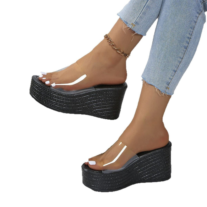 Damen Plateau-Sandalen mit transparentem Obermaterial und rutschfester Sohle Drune