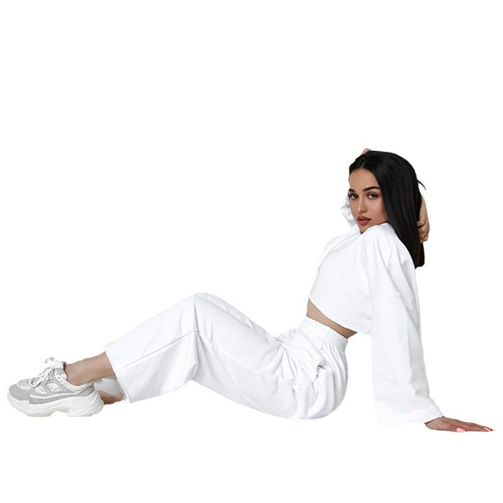 Damen elegantes cropped Oberteil und weit geschnittene Hose Drune