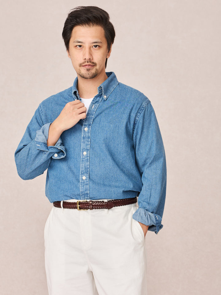 Herren Langarmhemd Jeans Regular Fit