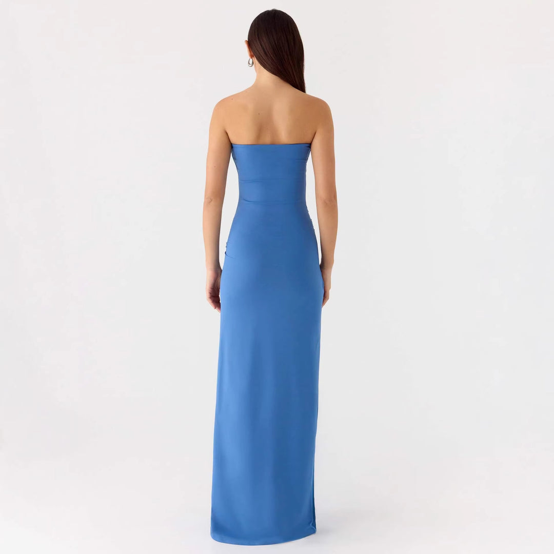 Damen Strapless Maxikleid mit elegantem Wickeldetail Drune