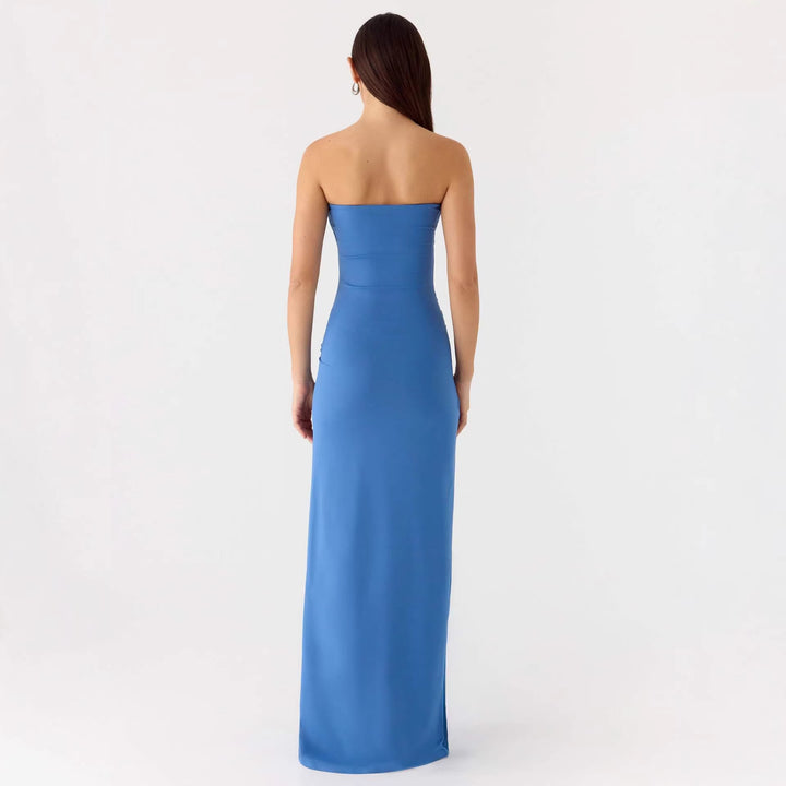 Damen Strapless Maxikleid mit elegantem Wickeldetail Drune
