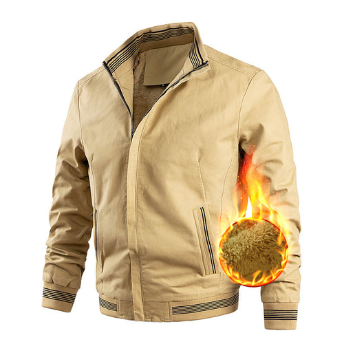 Herren Thermo-Canvas-Blouson mit weichem Teddyfutter und hochschließendem Stehkragen Drune