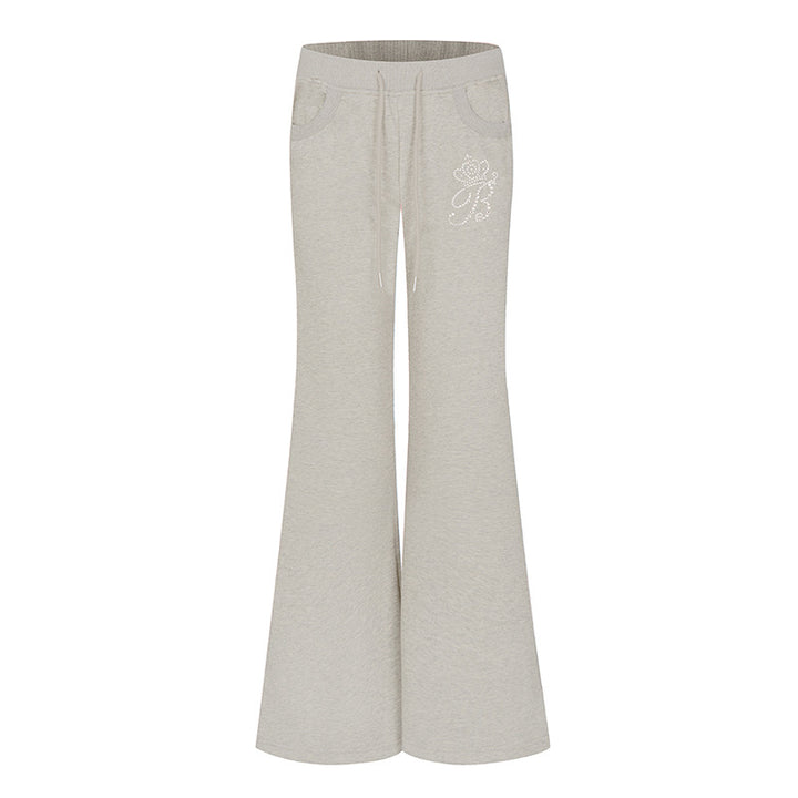 Damen Ausgestellte Loungehose mit hohem Komfortbund, Kordelzug und Strass‑Logo Drune