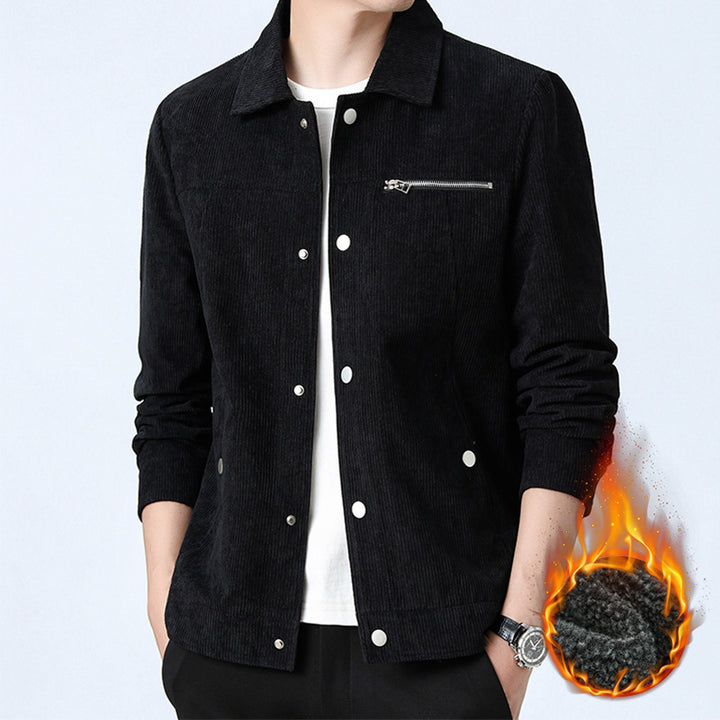 Herren Cord‑Overshirt aus Breitcord mit Druckknopf‑Front und Zipper‑Brusttasche Drune
