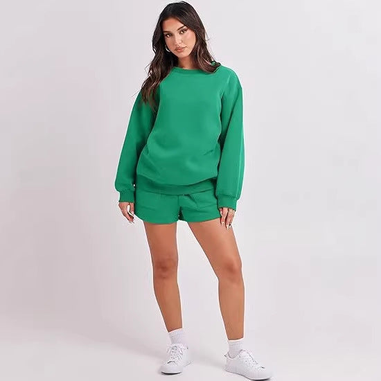 Damen Lässiges Sweatset mit Oversize‑Sweatshirt und hochgeschnittenen Shorts Drune
