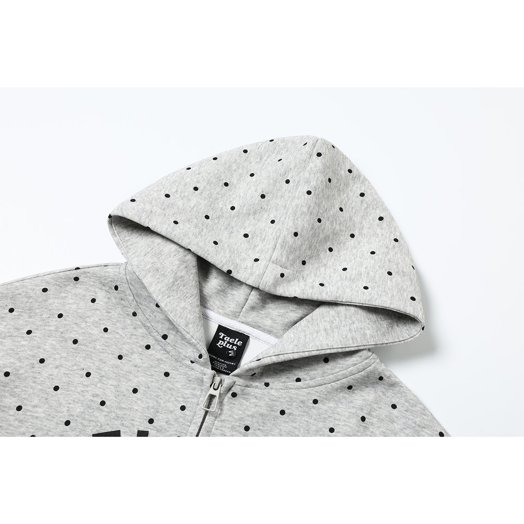 Damen Kapuzen-Sweatjacke mit durchgehendem Reißverschluss, Allover-Pünktchenmuster und mehrfacher Logogestaltung Drune