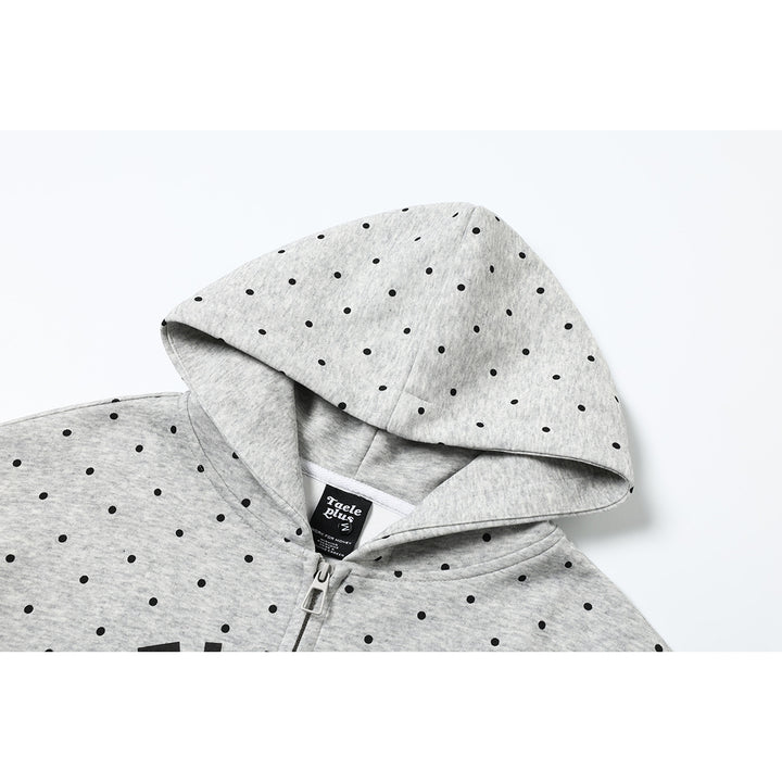 Damen Kapuzen-Sweatjacke mit durchgehendem Reißverschluss, Allover-Pünktchenmuster und mehrfacher Logogestaltung Drune
