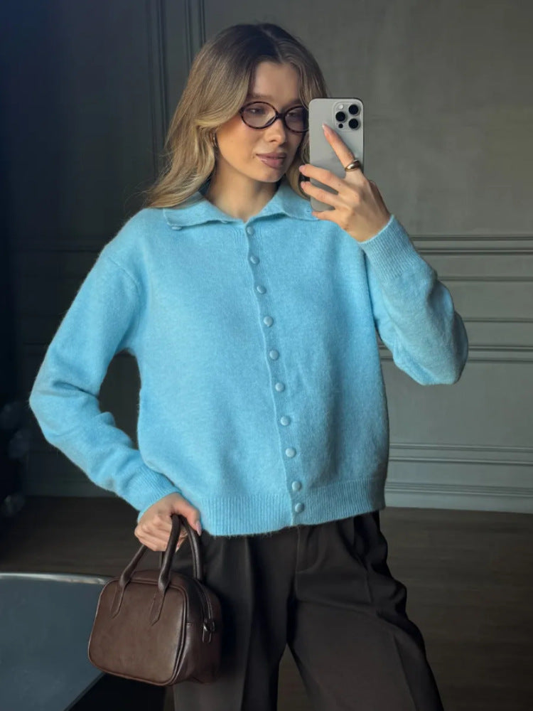 Damen Eleganter Pullover mit Knopfleiste Drune