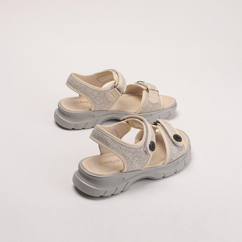 Damen Komfortsandalen mit anpassbarem Klettverschluss und rutschfester Sohle Drune