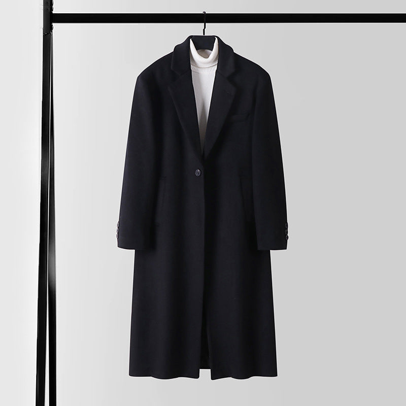 Herren Taillierter Wollmix-Longcoat mit Schalkragen und Ein-Knopf-Verschluss Drune