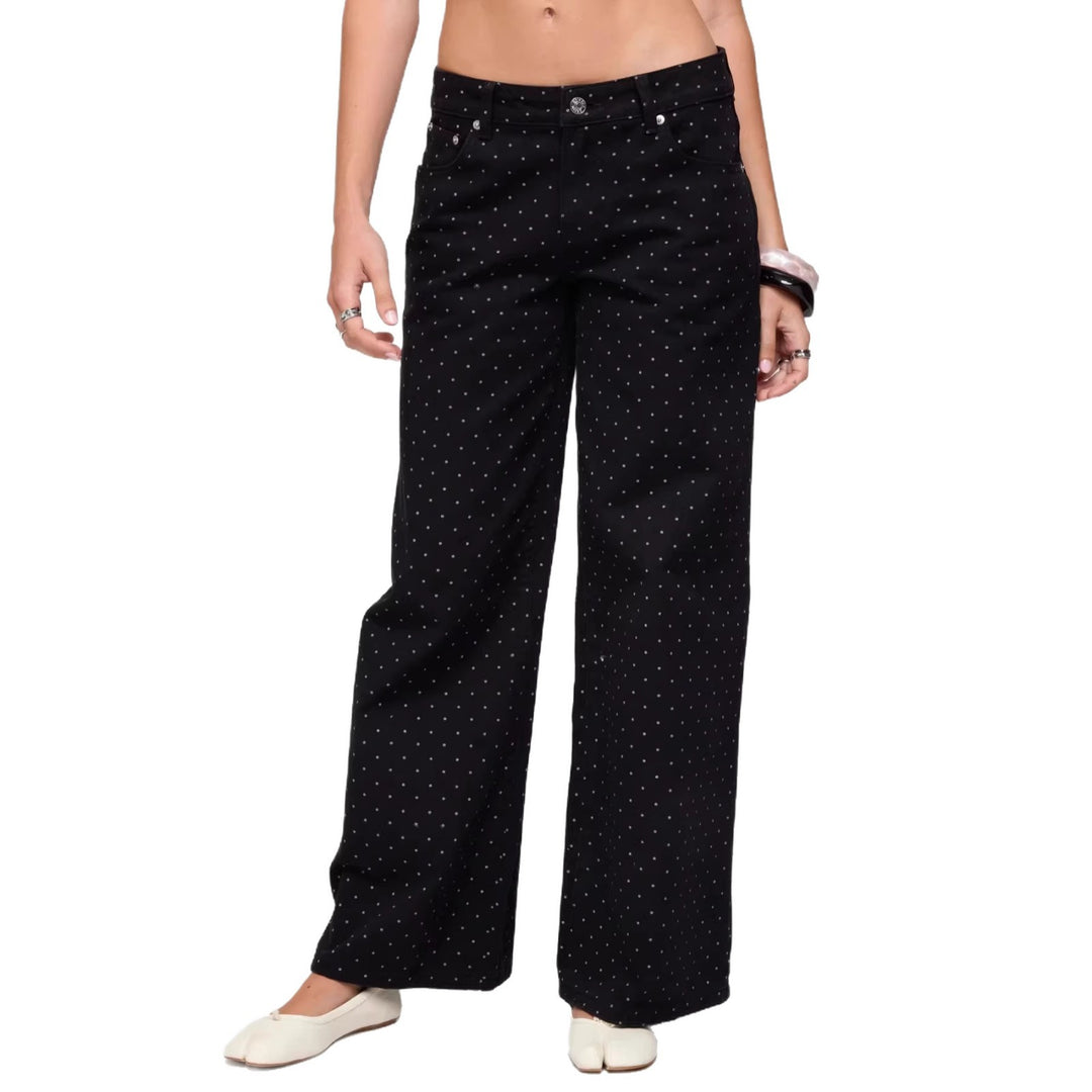 Damen weite Denim-Jeans mit Polka-Dots Drune