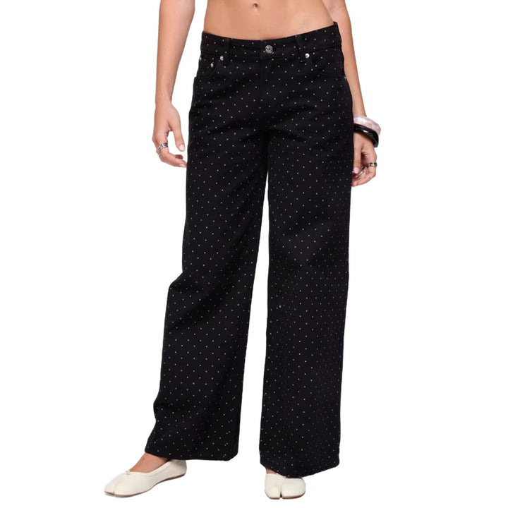 Damen weite Denim-Jeans mit Polka-Dots Drune