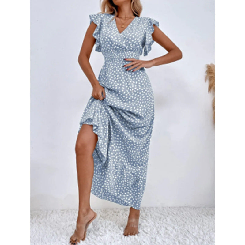 Damen Maxikleid mit fließendem Schnitt und voluminösen Ärmeln Drune