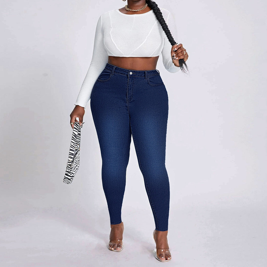 Damen High-Waist Skinny-Jeans figurschmeichelnd mit Stretch und hoher Taille Drune