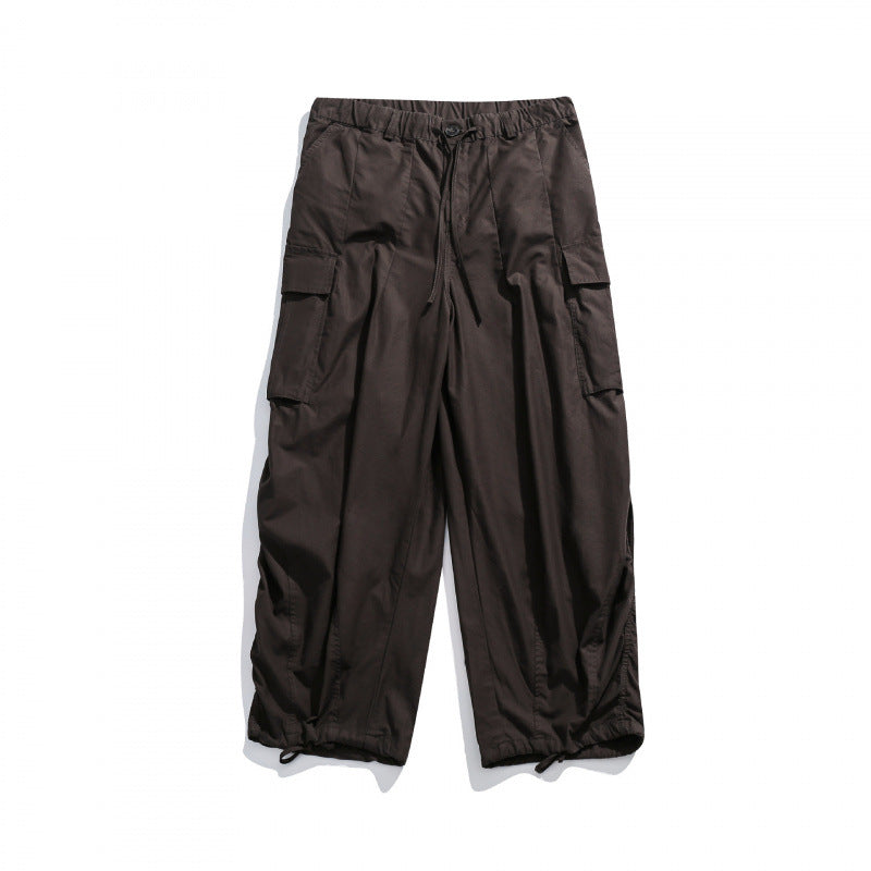 Unisex Weite Utility-Cargo-Hose mit Tunnelzugbund, Multifunktionstaschen und Saumkordel Drune